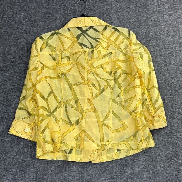 Clara Sun Woo Button Front Jacket Blazer Sheer Yellow Women’s Small - Picture 2 of 6